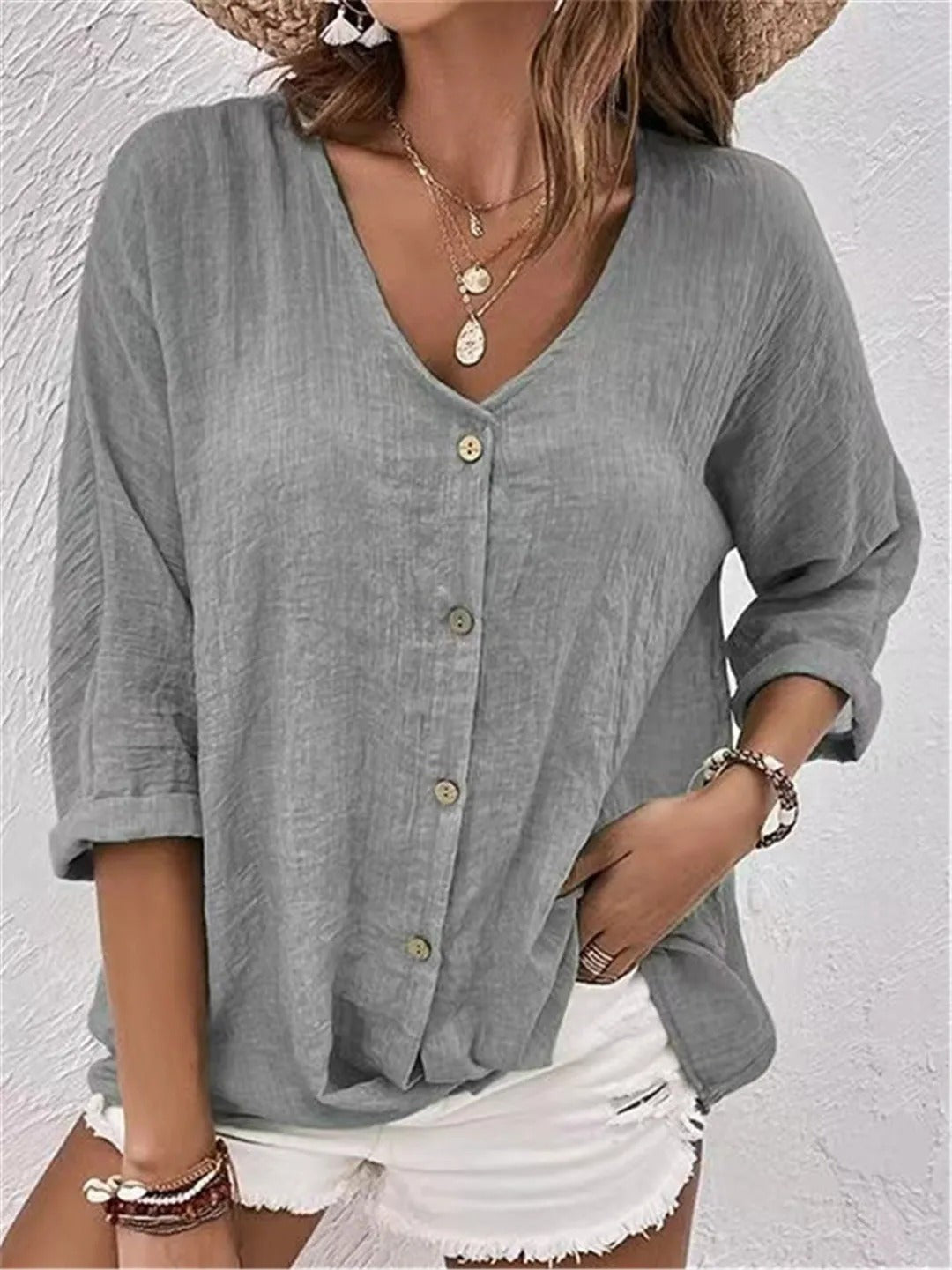 Women's 3/4 Sleeve V Neck Top