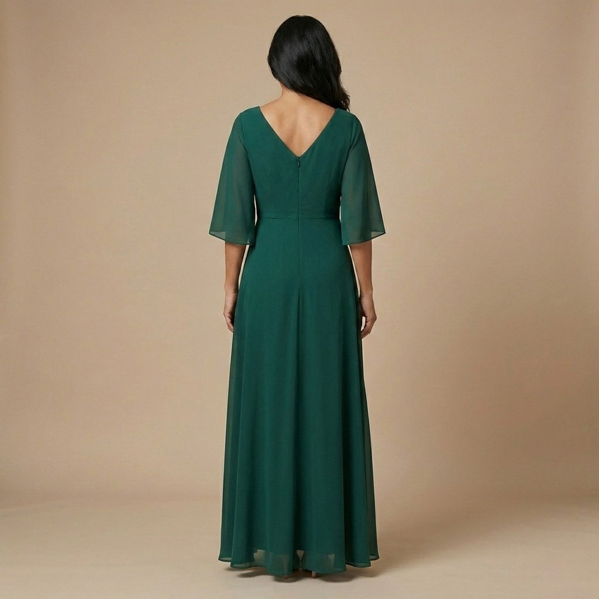 Women's Flutter Sleeve Formal Maxi Dress