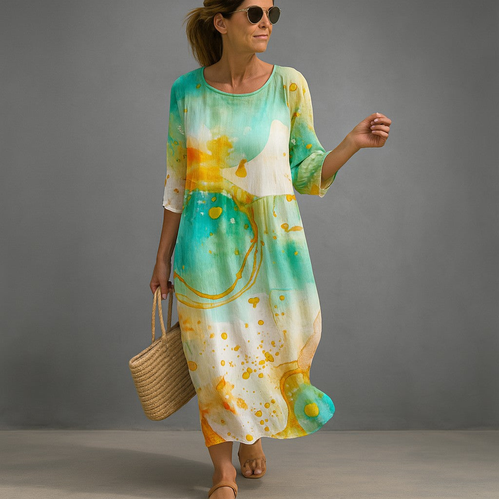 Women's 3/4 Sleeve Midi Dress
