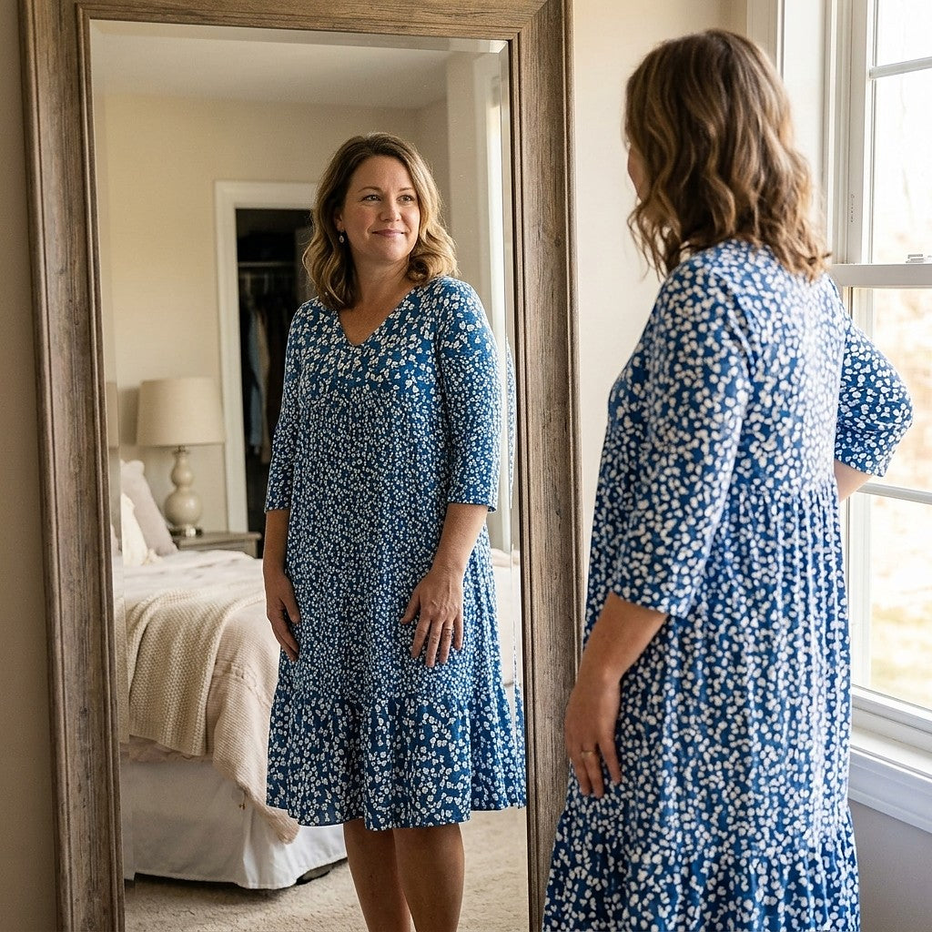 Women's V-Neck Floral Ruffle Hem Dress