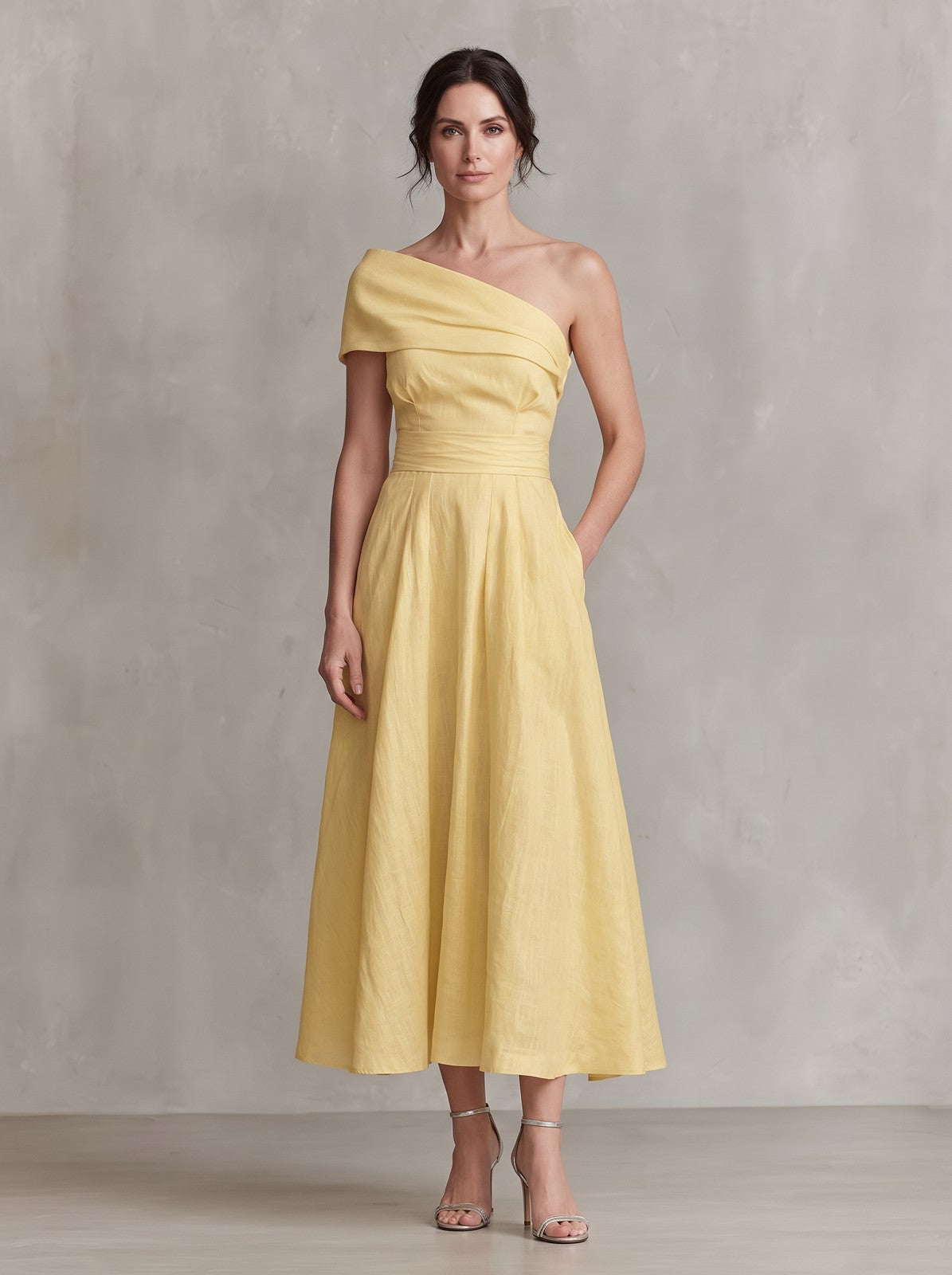 Women's One Shoulder Midi Dress