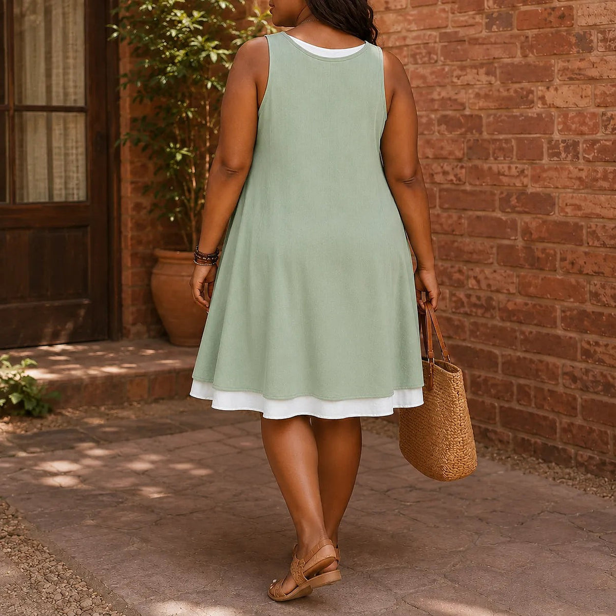 Women's Sleeveless Layered Swing Dress