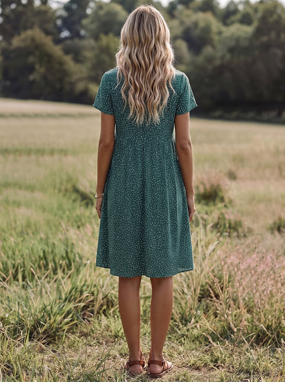 Women's Short Sleeve Polka Dot Summer Dress