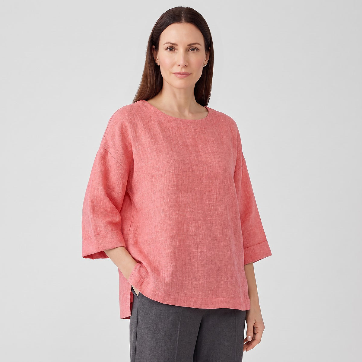 Women's Oversized Textured Three Quarter Sleeve Blouse
