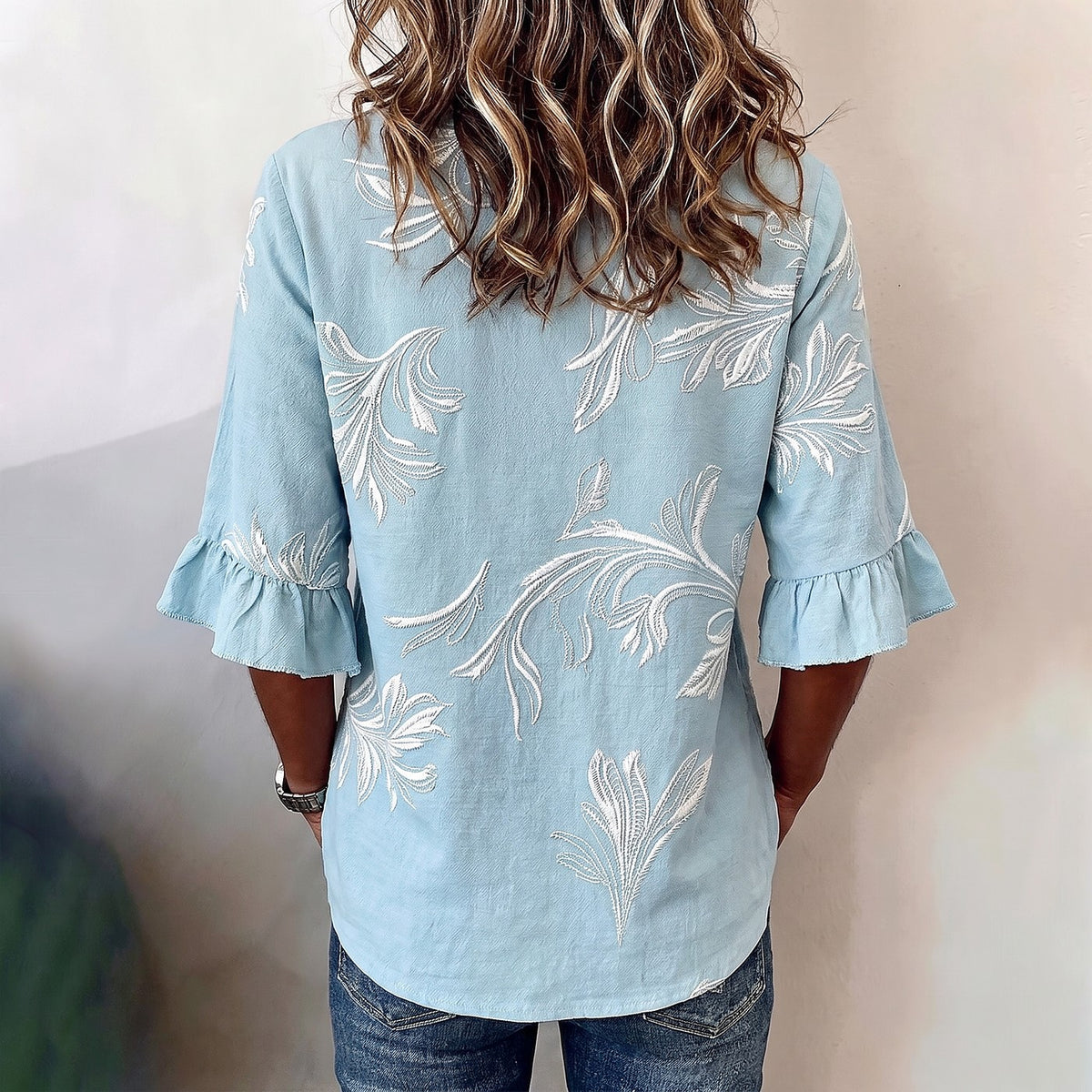 Women's Printed Button Up Blouse