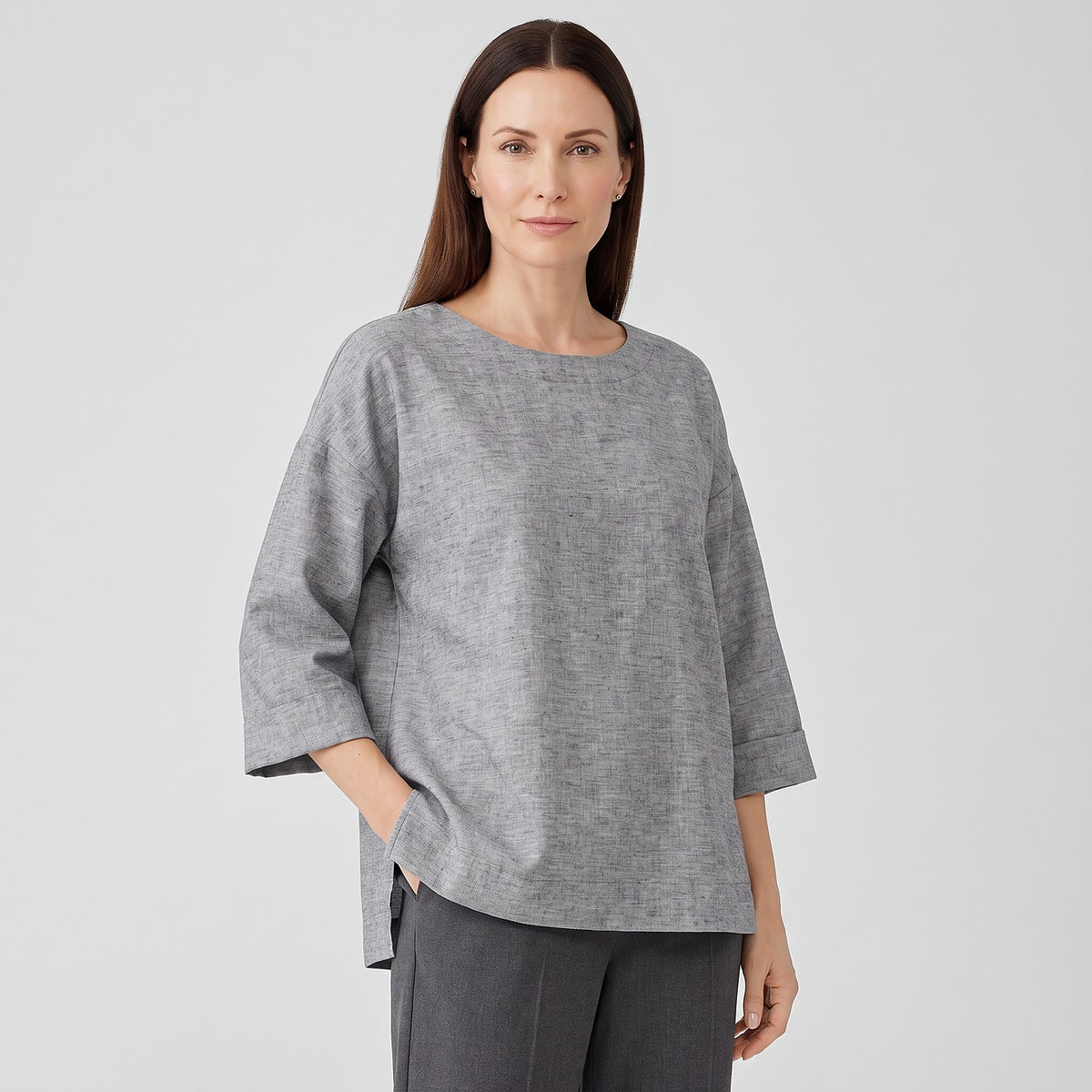 Women's Oversized Textured Three Quarter Sleeve Blouse