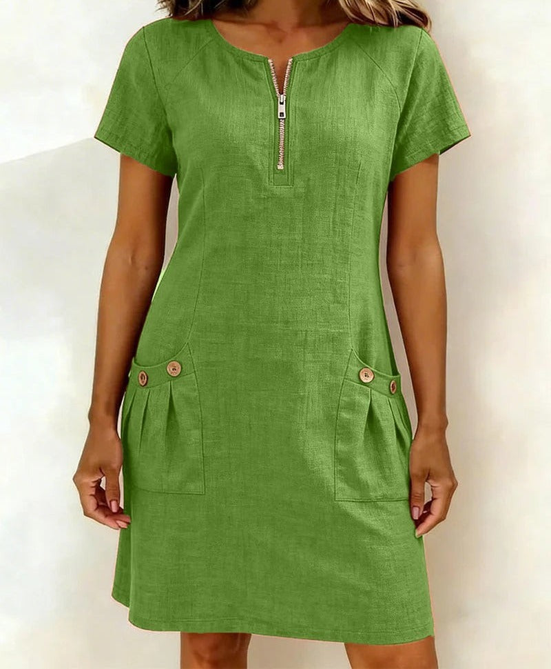 Women's Zip Front Summer Shift Dress