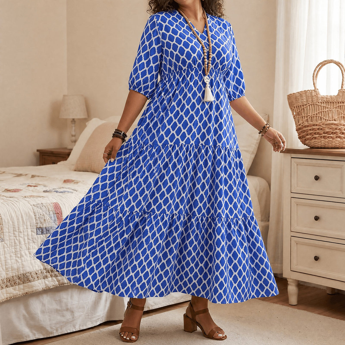 Women's Tiered Maxi Dress with Pockets
