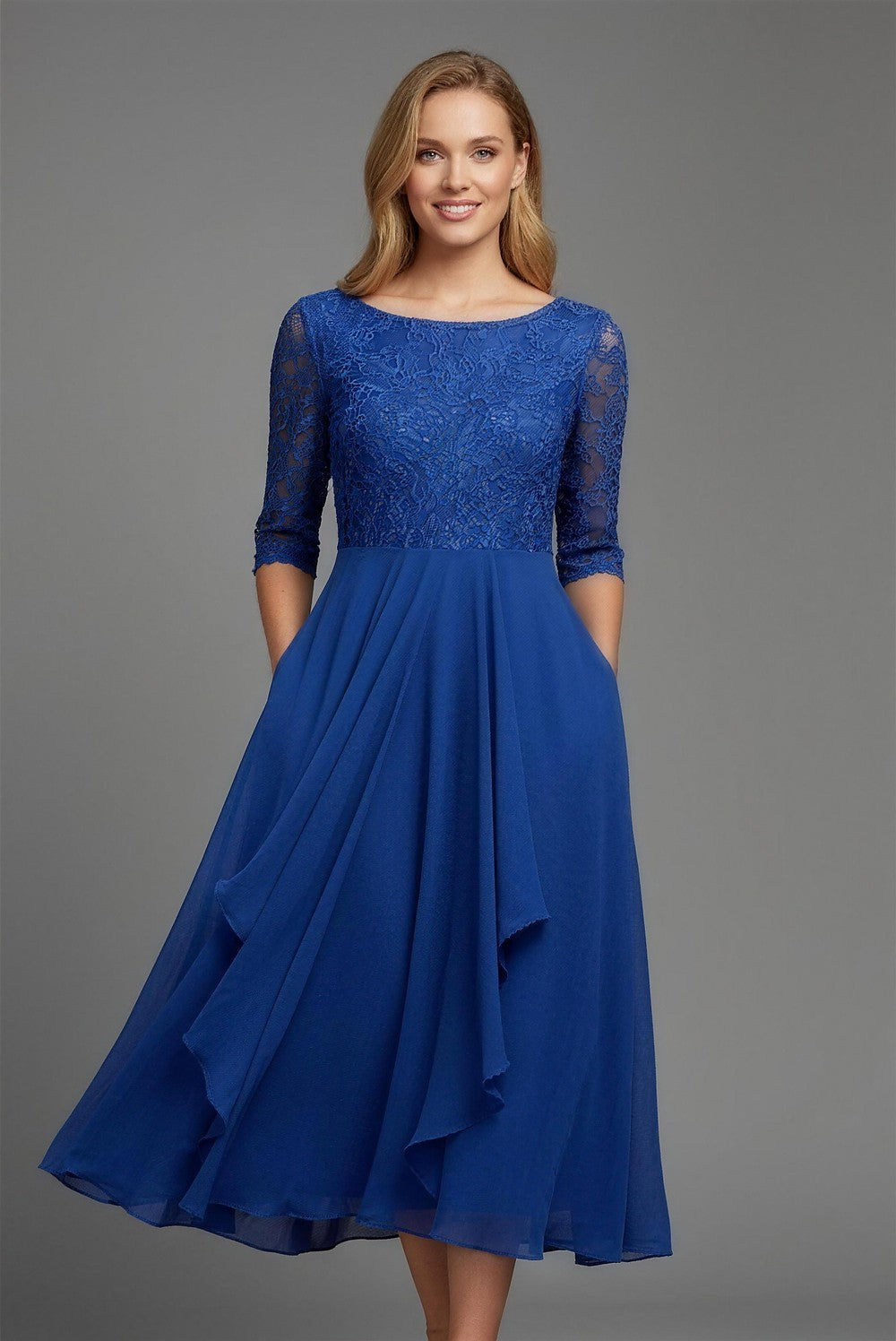 Women's Lace Chiffon Midi Dress