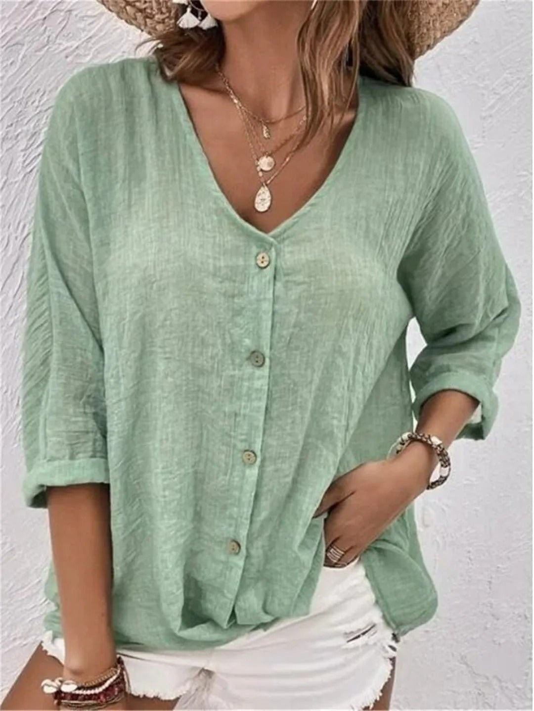 Women's 3/4 Sleeve V Neck Top