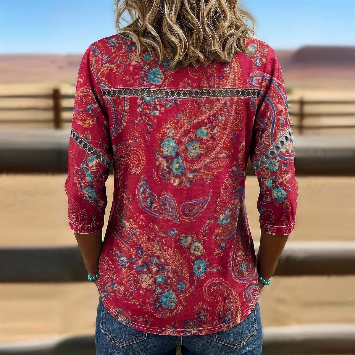 Women's Lace Trim Scoop Neck Blouse