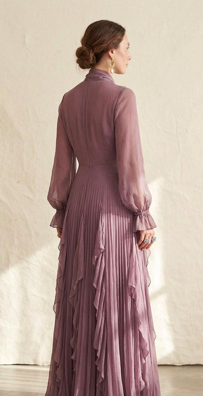 Women's Vintage Neckline Tie Neck Evening Dress